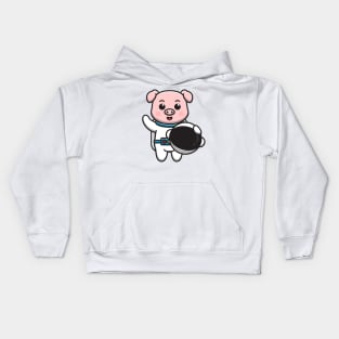 pig astronaut Kids Hoodie